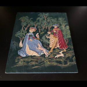 Hand painted Medieval Tapestry on Wood